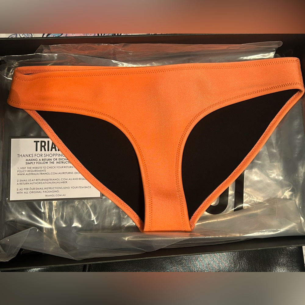 Triangl Swimwear Orange and Black Bikini Bottom
